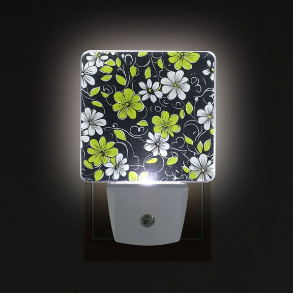 Yayeee LED Night Light for The Home Plug in With Light Sensors 2 Pack, White Flower Pattern