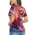 thumbnail image 3 of Vsdgher Sunset Cloud Corgi Women Shirts V Neck Short Sleeve Tops T-Shirt Basic Tees, S to 3XLX-Large, 3 of 5