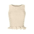thumbnail image 6 of XIAOCHA Women's Ruched Crop Tank Top Round Neck Sleeveless Ruffled Hem Blouse Stretchy Casual Everyday Going Out Shirt, 6 of 6