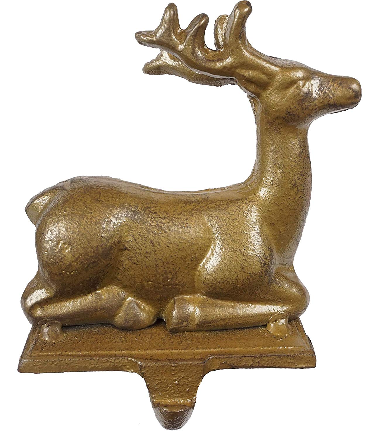 Lulu Decor, 100% Cast Iron Antique Gold Deer Stocking Holder, Cute ...