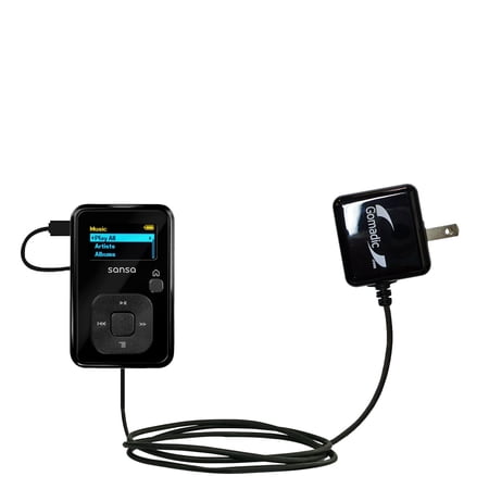 Gomadic Intelligent Compact AC Home Wall Charger suitable for the Sandisk Sansa Clip Plus - High output power with a convenient, foldable plug design
