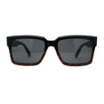 thumbnail image 2 of Mens Classy Moulded Thick Horn Rim Rectangle Fashion Sunglasses Black Wood, 2 of 4