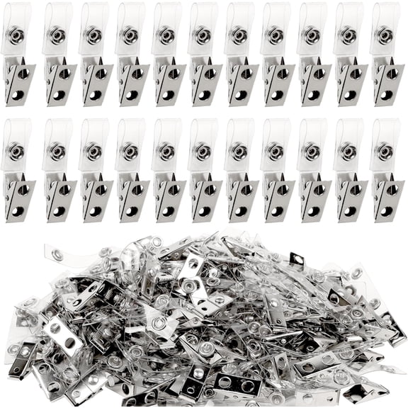 150pc Metal Badge Clips with Strap Clear ID Strap Clip Adapter