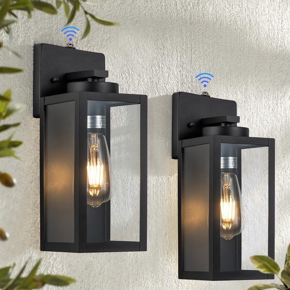 C Cattleya  2-Pack Matte Black Dusk to Dawn Outdoor Wall Lights
