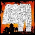 thumbnail image 5 of Yuncity Girls Pajamas Halloween Printed Hand Drawn Long Sleeve Sleepwear Loungewear 2 Piece Outfitfor Daily Lounging Size 3-4 Years White, 5 of 8