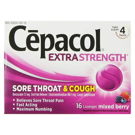 Cepacol Sore Throat Plus Cough Maximum Strength Numbing Mixed Berry Lozenges - 16 (Best Throat Numbing Medicine)