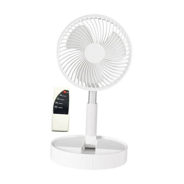 Ventilador de pedestal plegable, silencioso, para escritorio, ideal para viajes y pesca. Blanco