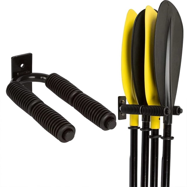Kayak Paddle Holder – Wall Mounted Heavy Duty – Vertical Storage – Canoe Paddles, Oars & Fishing Rods – Garage, Indoor/Outdoor – 20 kg Capacity – Black