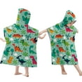 thumbnail image 3 of Hotiary Parent-Child Hooded Poncho Towels, Cartoon Dinosaur Print Soft & Absorbent Microfiber Beach Towel, Swimming Pool Changing Robe Bathrobe Bath Towel, 3 of 4