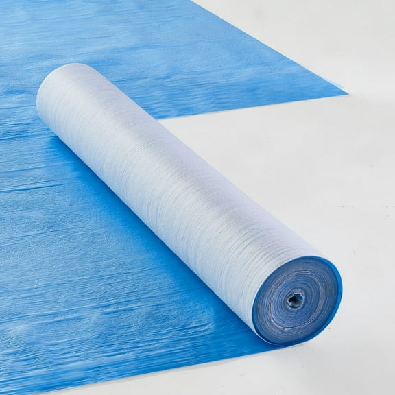 Carpet Protection Film, "Blue Fiber Fabric Surface Protector Roll – 40" x 84', Construction Mat Film for Floors, Quick Cutting & Hassle-Free Installation"