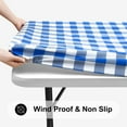 thumbnail image 2 of decorUhome Fitted Checkered Tablecloth, Vinyl Rectangular Table Cloth for 30"×48"in(90"×136"cm) Tables, Waterproof Buffalo Plaid Table Cover, Blue and White, 2 of 8