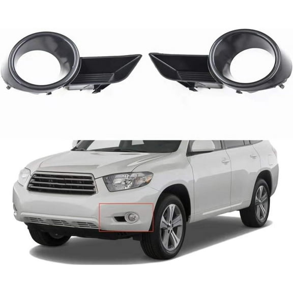 EPOTOOR 2-pack Front Bumper Fog Light Cover Grilles Replacement for 2008 2009 2010 Toyota Highlander Left and Right Side