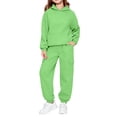 thumbnail image 2 of Cute Sweatshirts Children's Winter Solid Color Long Sleeve Hooded Pockets Sweatshirt Pants Sweatpants Casual Sports Two-piece Set Kids Green 120, 2 of 9