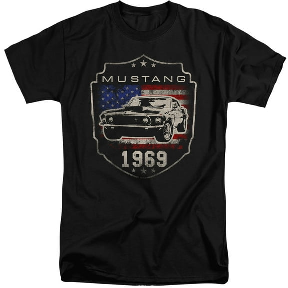 Ford Mustang 1969 Flag Unisex Adult Tall T Shirt,Black, X-Large