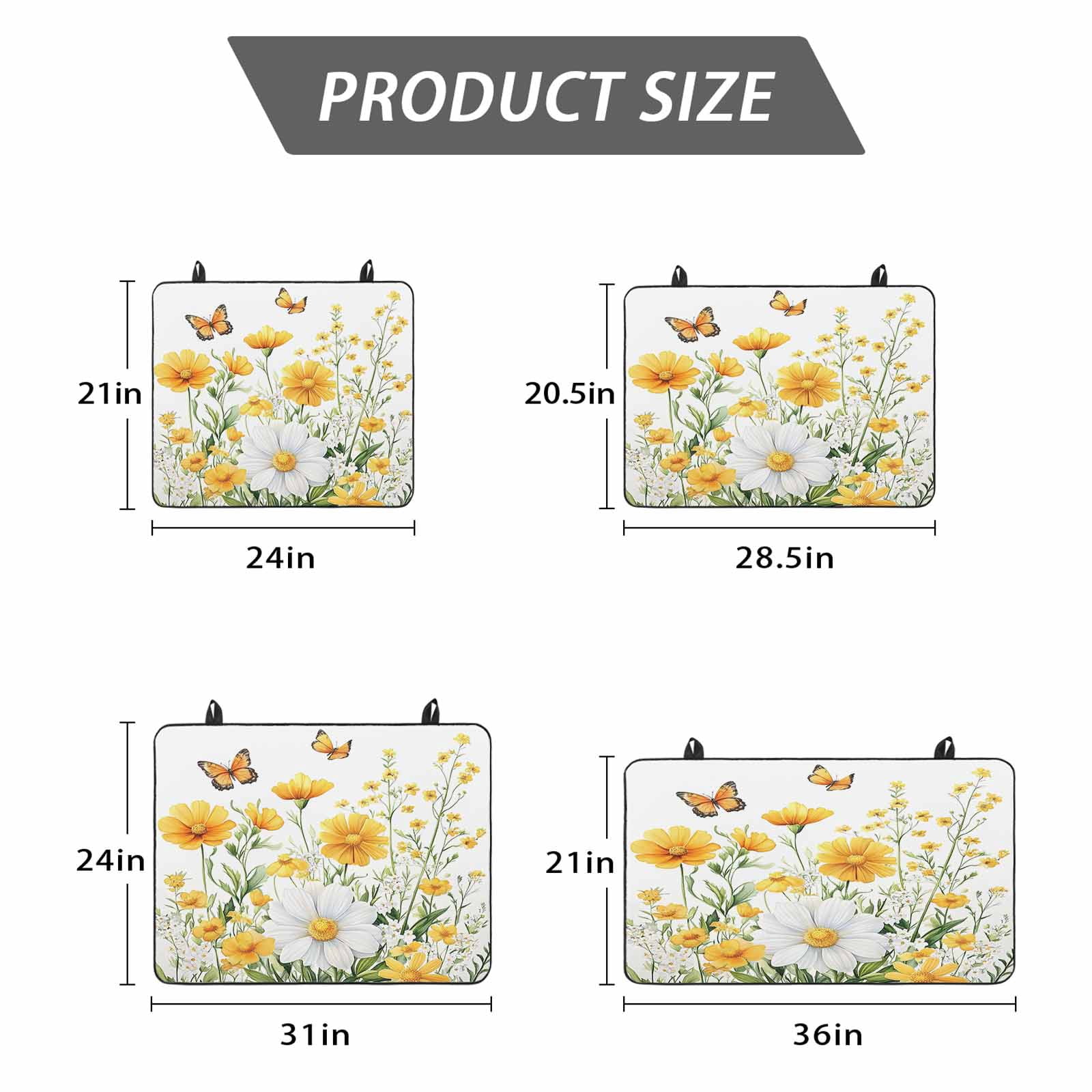 Yellow Spring Floral Stove Top Cover for Electric Stove, Heat-proof & Non Slip Glass Top Stove Cover Protector, Pastoral Summer Botanical Daisy Kitchen Flat Cooktop Rubber Mat 24x21 Inches