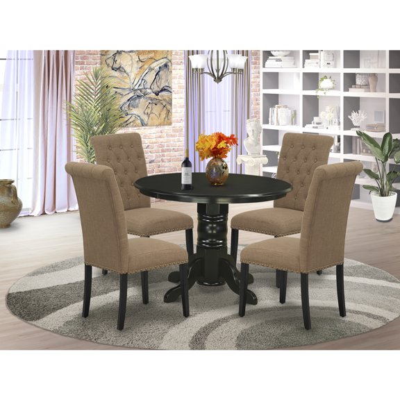 Mountain Lodge Dining Set - 5 Piece Round Table4 Parson Chairs - Black Finish