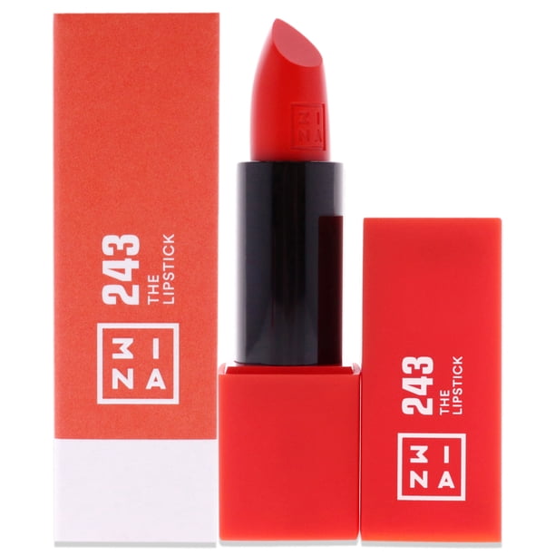 The Lipstick - 243 Shiny Coral Red de 3Ina para mujeres - Lápiz labial de 0,11 oz
