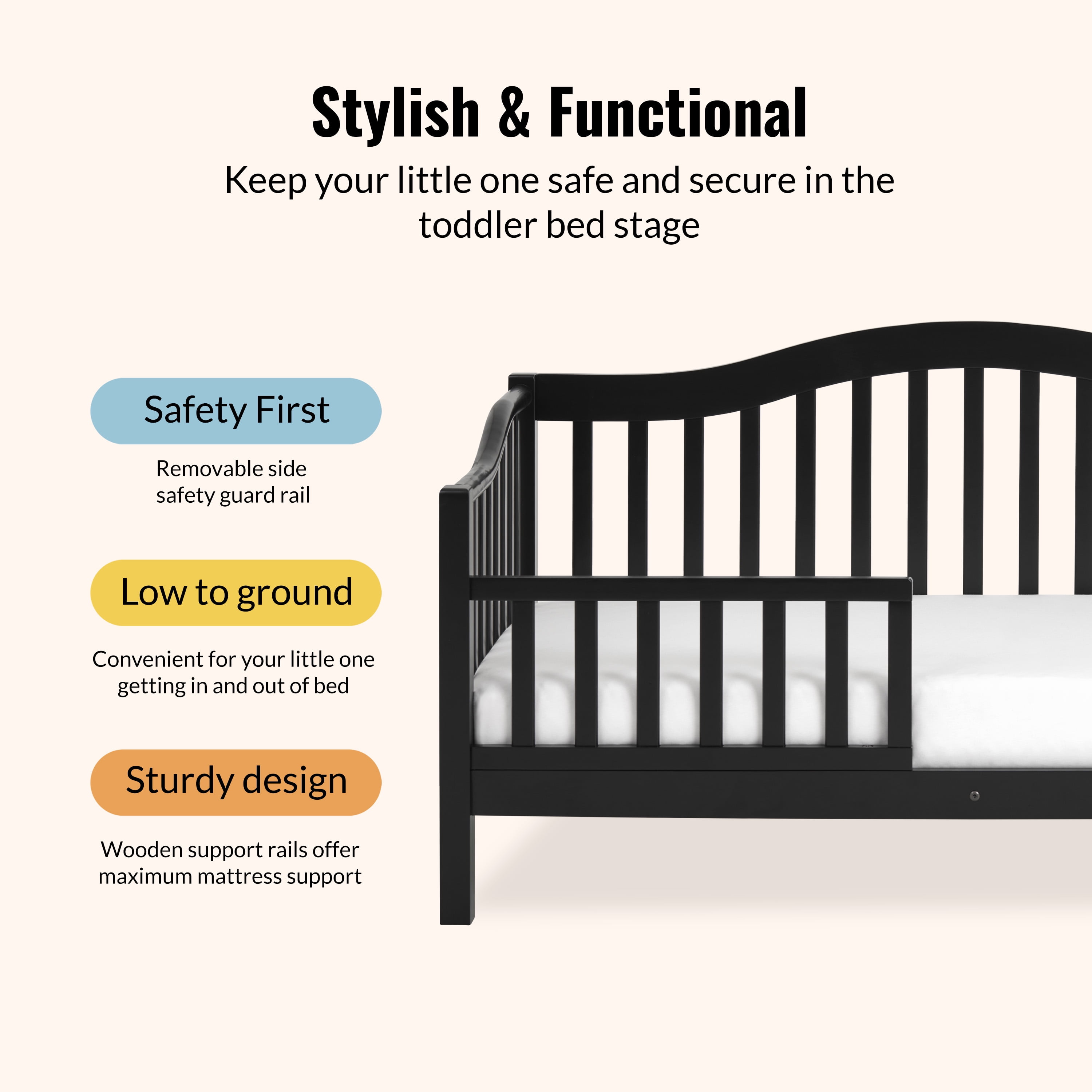 Dream On Me Austin Toddler Day Bed, Black