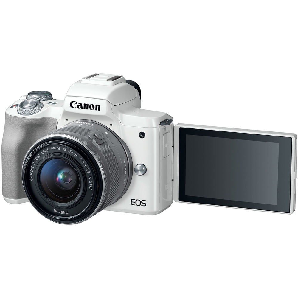 カメラ デジタルカメラ Canon EOS Kiss-M (M50) Mirrorless Digital Camera with 15-45mm Lens (White)