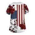 thumbnail image 5 of Women's Short Sleeve V-Neck Pocket Workwear Top with Independence Day Letter Print, Casual Nurse Uniform Shirt for Patriotic Celebrations Wine 3XL, 5 of 5