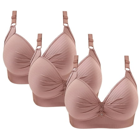 BSDJILFG 3 Pack Push Up Bras Convertible Support Bras for Older Women Lift Wireless Large Breasted Women Everyday Bra Underwear Clearance