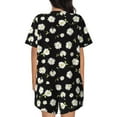 thumbnail image 3 of Bingfone Daisies Flowers Print Pajamas Sets for Women Soft Short-Sleeved Pjs with Lounge Shorts Two Piece Sleepwear, 3 of 8