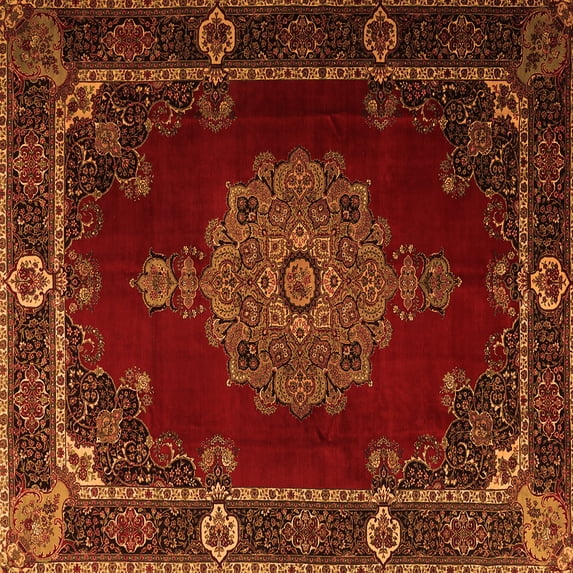 Ahgly Company Indoor Square Persian Orange Traditional Area Rugs, 5' Square