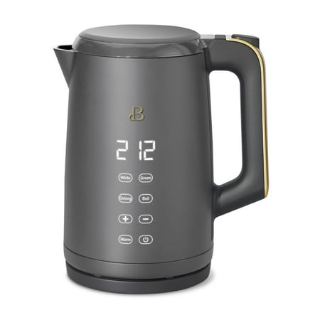 Beautiful 1.7 Liter One-Touch Electric Kettle, Oyster Grey by Drew Barrymore