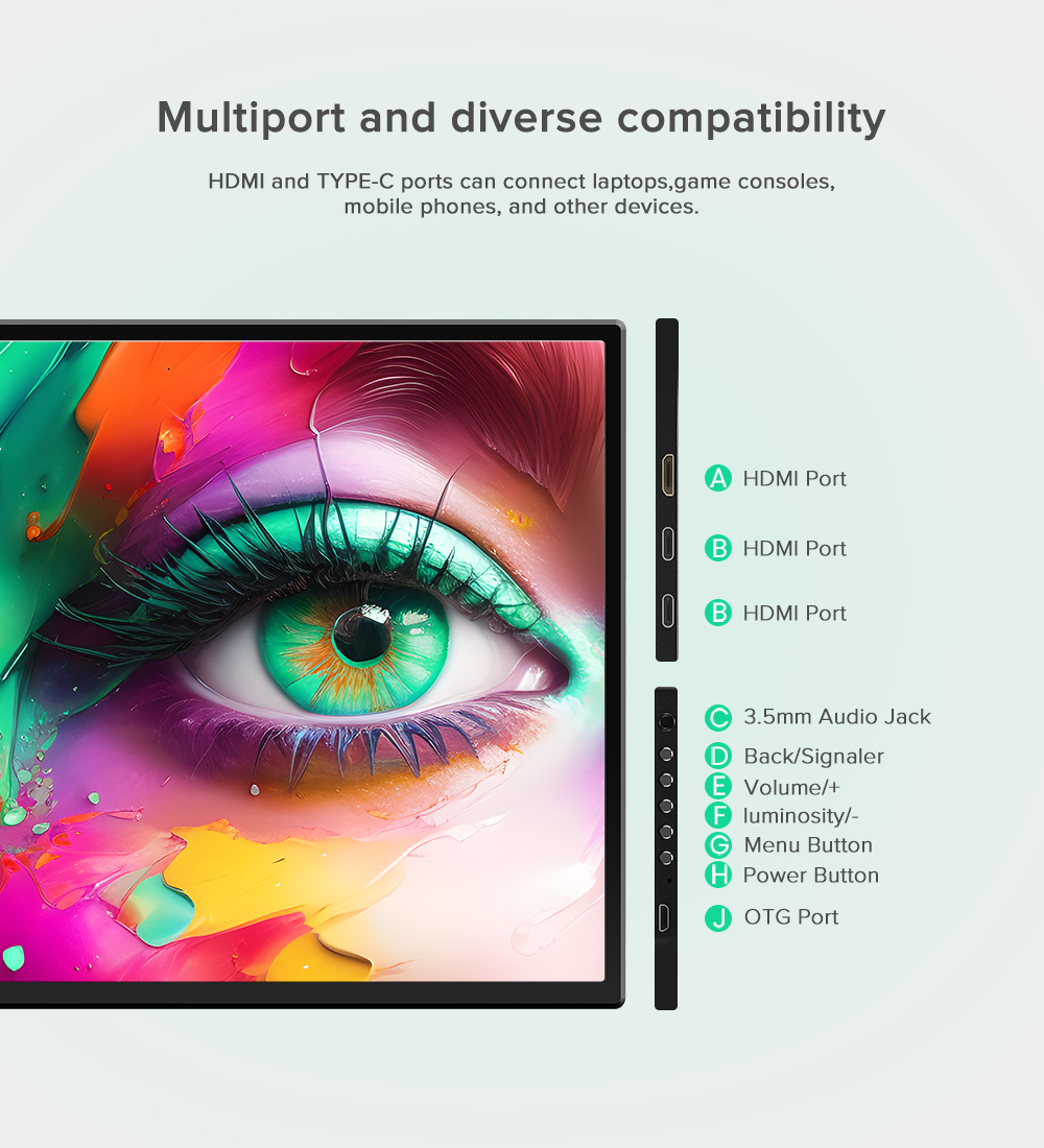 UPERFECT 24.5 Inch Computer Monitor 165Hz 2560*1440P Portable Monitor