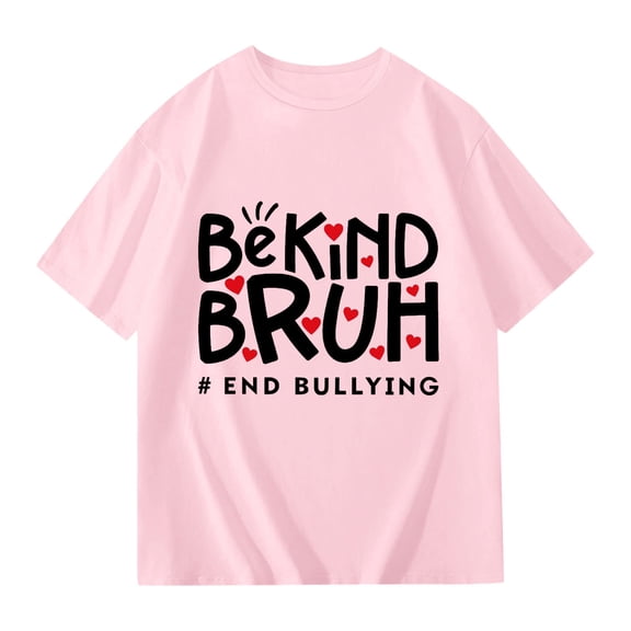 lnmuld Cute Tops for Girls Graphic Tee Short Sleeve Casual Shirt Summer Comfortable Youth Top Message Color:Light Pink,Size:7-8 Years