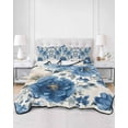thumbnail image 3 of Blue Flower King Size Down Alternative Comforter, Lightweight Comforter Quilt Bedding Set with Pillow Shams White Floral Watercolor Botanicals Blossom All Seasons Bed Comforter Duvet Insert 96"x106", 3 of 7