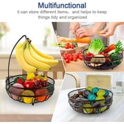 Auledio Metal Fruit Basket Bowls with Banana Tree, Freestanding Fruit Organizerfor Kitchen, Bronze