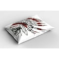 thumbnail image 2 of Ambesonne Tribal Pillow Sham 2 Pack, Feather Headdress, 30"x20", Burgundy Black White, 2 of 3