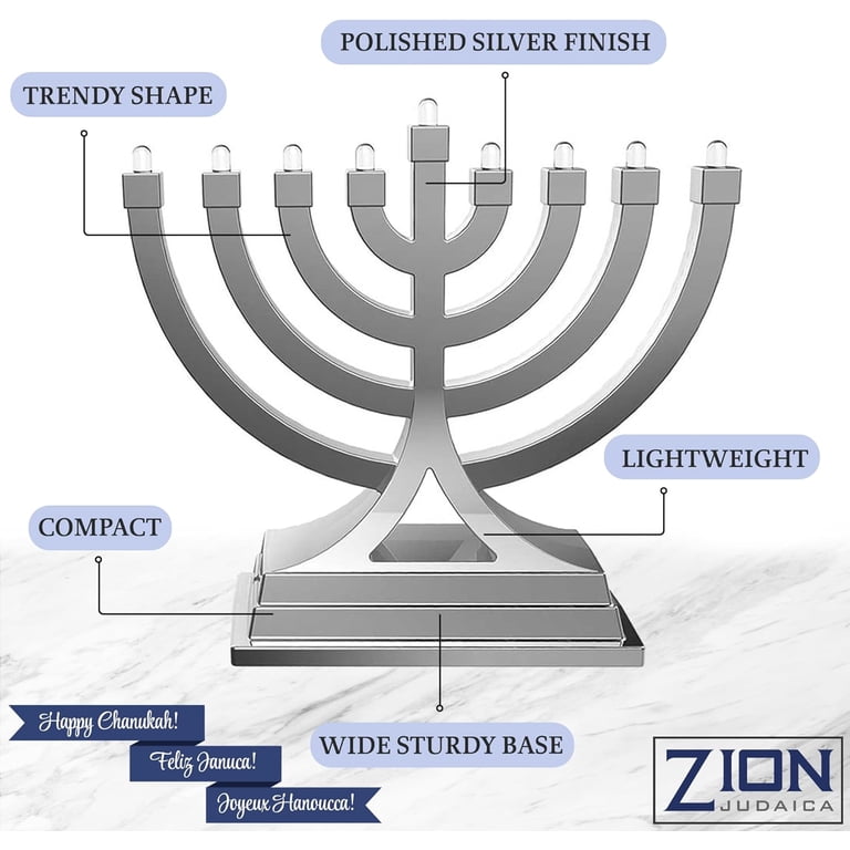 Zion Judaica Mini LED Menorah, Silver, Battery or USB photo 2