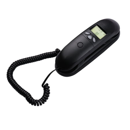 Irfora Black Mini Trimline Corded Phone Fixed Telephone Desk Landline Phone Wall Mountable with Display Caller Redial for Hotel Office Business Home