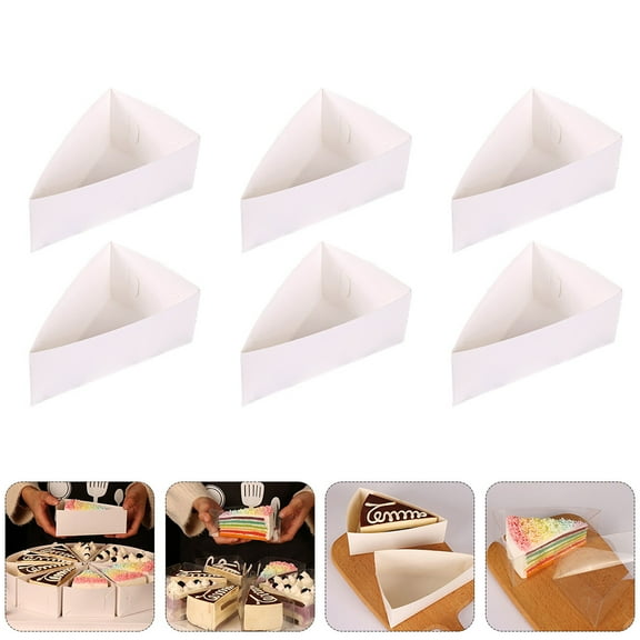 PTOOTP White Triangular Foldable Cake Boxes, Large Capacity, Nonslip Sealing, 20 Pieces for Bakery and Party Use