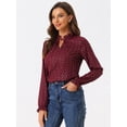 thumbnail image 2 of Blusa con cuello con volantes Allegra K Burdeos Talla XL, 2 of 6