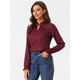 thumbnail image 2 of Blusa con cuello con volantes Allegra K Burdeos Talla XL, 2 of 6