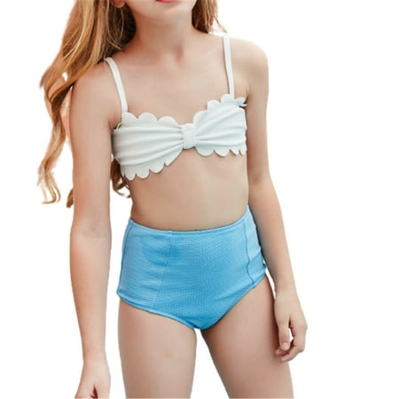 

NECHOLOGY Kids Cow Print Swimsuit Bikini Suit Cute Holiday Swimsuit Piece Set Bathing Macrame Solid Bikini with Shorts Girls 12 Swimwear White 140