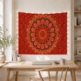 thumbnail image 5 of Roundie Mandala on Deep Crimson Background, Nostalgic Boho for Boho Decor Lovers, Decorative Wall Art, Housewarming Gift Tapestry Wall Hanging for Bedroom and Living Room, 5 of 6