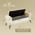 thumbnail image 5 of Furniliving Modern Storage Bench with Armrest, Upholstered End of Bed Bench with Metal Legs, Comfy Entryway Bedroom Bench, Flipping Lid Storage Ottoman for Living Room, Bedroom, Entryway. Beige, 5 of 10