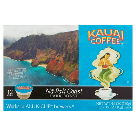 Kauai Coffee Na Pali Coast Hawaiian K-Cup Coffee Pods, Dark Roast, 12 Count