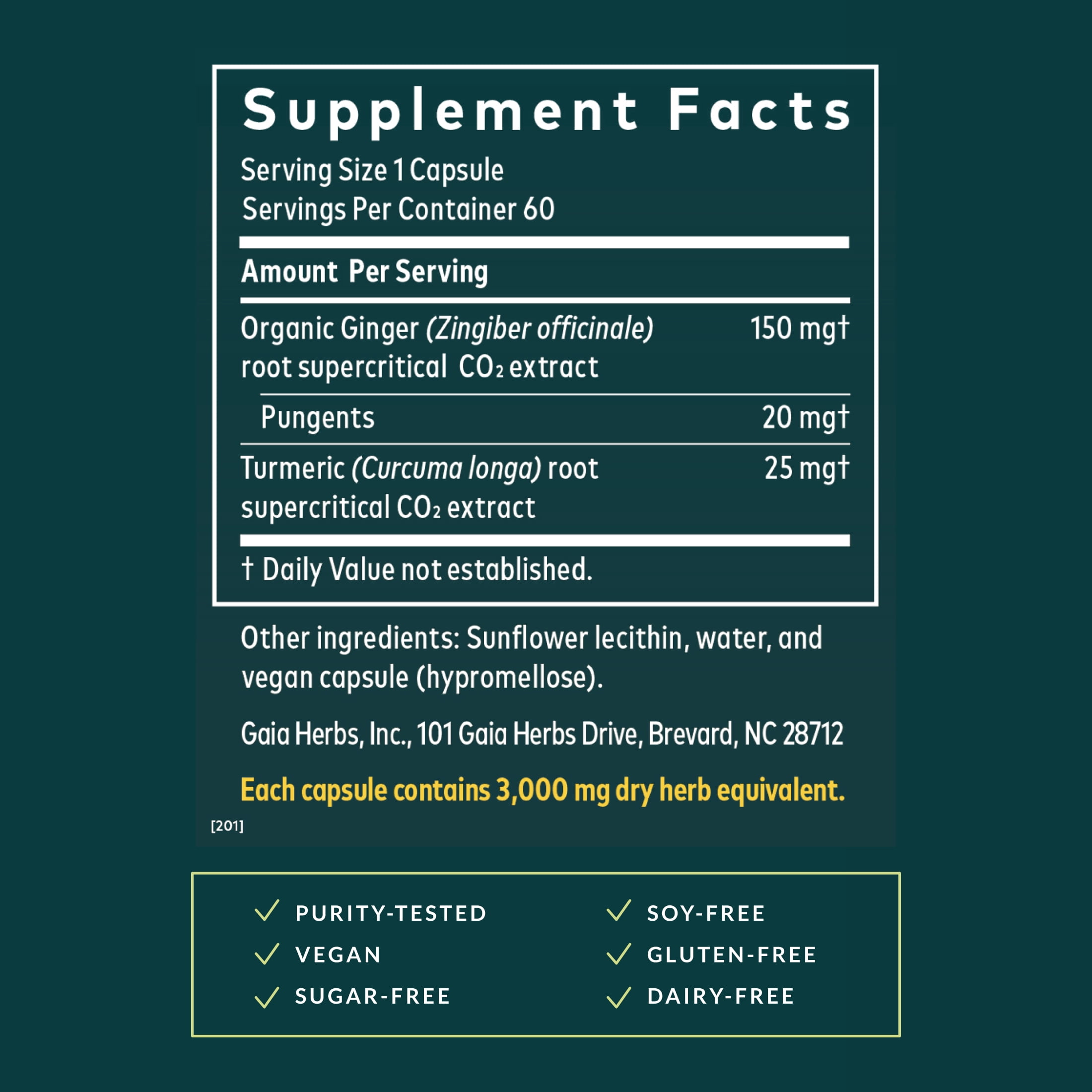 Gaia Herbs Ginger Supreme - Supports Healthy Digestion & Relieves Occasional Nausea* - With Organic Ginger Root & Turmeric Root - 60 Vegan Liquid Phyto-Caps (60 Servings)