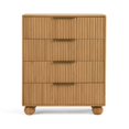 thumbnail image 2 of Cid Joya 45 Inch Tall Chest, 4 Drawers, Golden Metal Handles, Natural Oak, 2 of 6