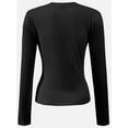 thumbnail image 3 of Womens Shirts Long Sleeve Crew Neck Ruched Stretch Basic Fitted Tee Shirts Tops, 3 of 5