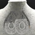 thumbnail image 1 of Pendientes colgantes de acero inoxidable con forma de flor para mujer, joyería de moda, pendientes étnicos de color plata, joyería, pendientes étnicos E4028S02, 1 of 5