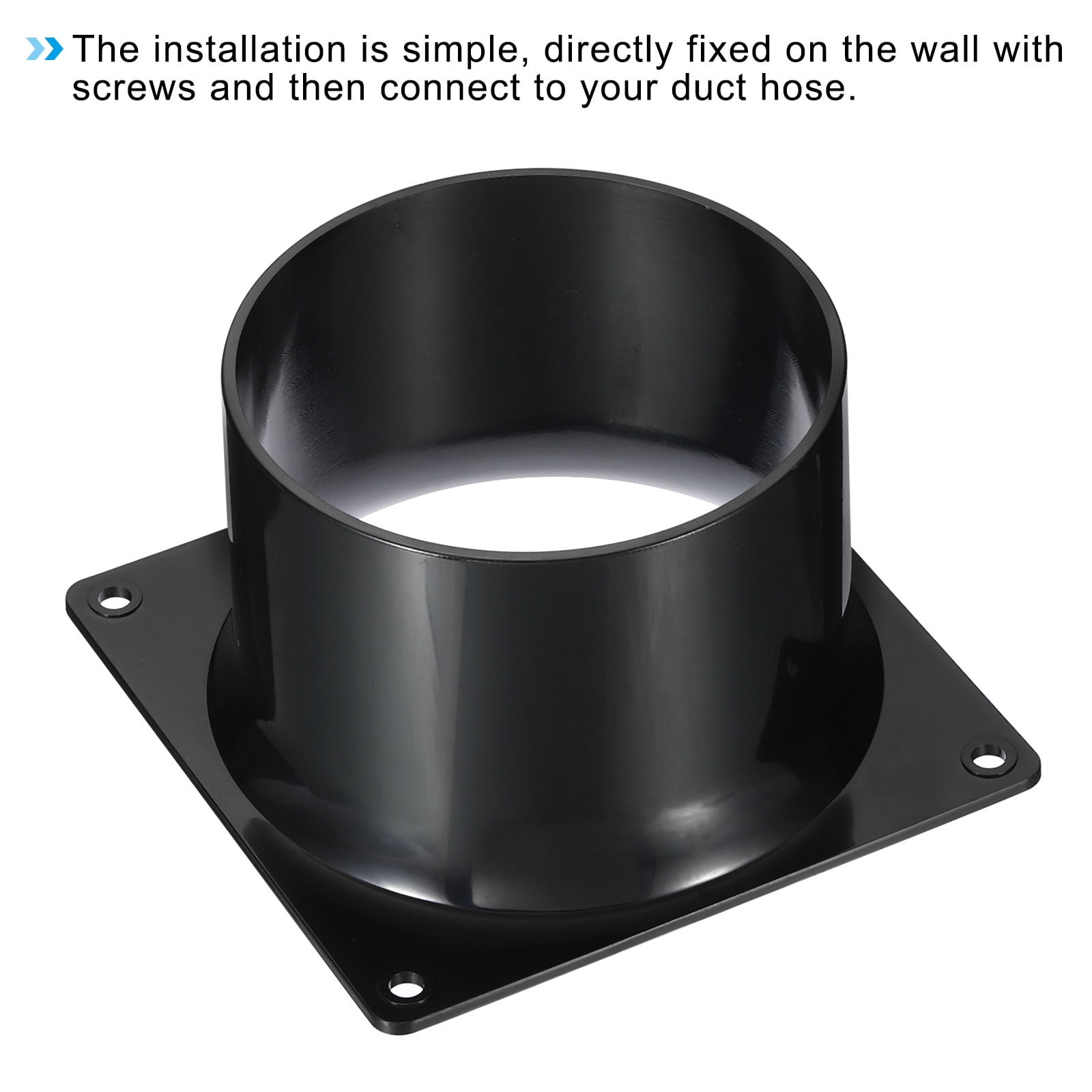Uxcell 4" Duct Connector Flange Dryer Vent Wall Plate Square to Round Straight Ducting Plate 2 Pack