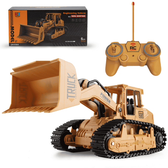 RC Bulldozer Toy for Kids, 1:20 Scale Remote Control Construction Truck, 2.4GHz 6 Channel Crawler Vehicle with Metal Blade, LED Lights & Sounds, Engineering Toy Gift for Boys Ages 6