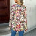 thumbnail image 3 of Craaazy Oversized Tshirts For Women Casual Printed V Neck Long Sleeve Shirt Floral Printed Top With Buttons Gifts, 3 of 8
