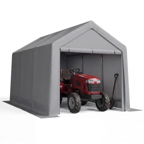 Aoxun 8x8x14 FT Outdoor Portable Storage Shed Tent for Motorcycle,Gray